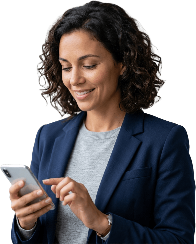 Femme consultant des avis négatifs sur son téléphone